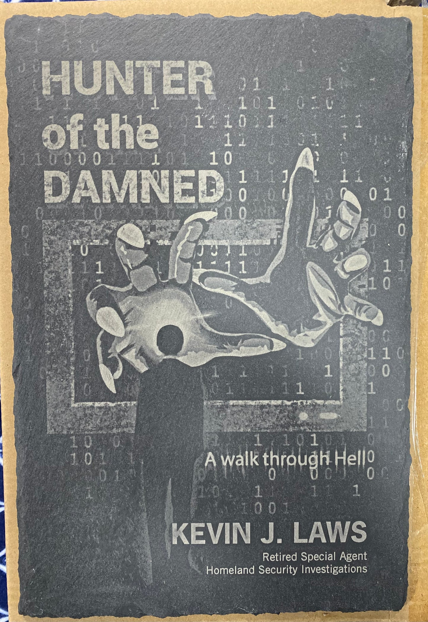 Book cover laser etched slate (LIMITED ADDITION) 8x12 with wall hanger